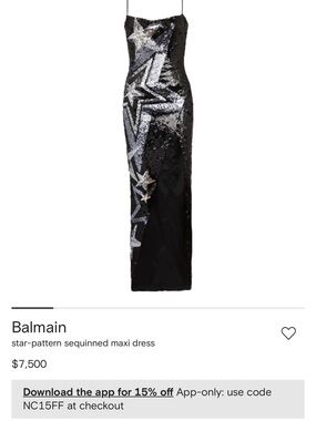 Balmain Black Maxi Dress with Silver Star Sequins